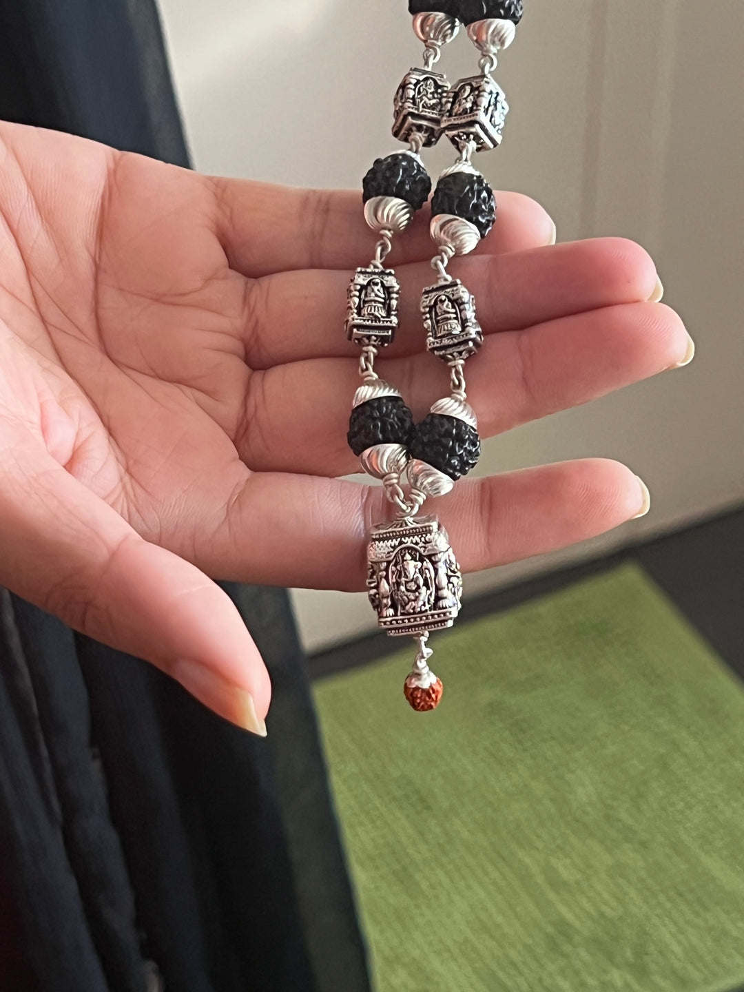 Handmade 925 Silver Necklace with Real Rudraksh | Spiritual Necklace by SHIVKA