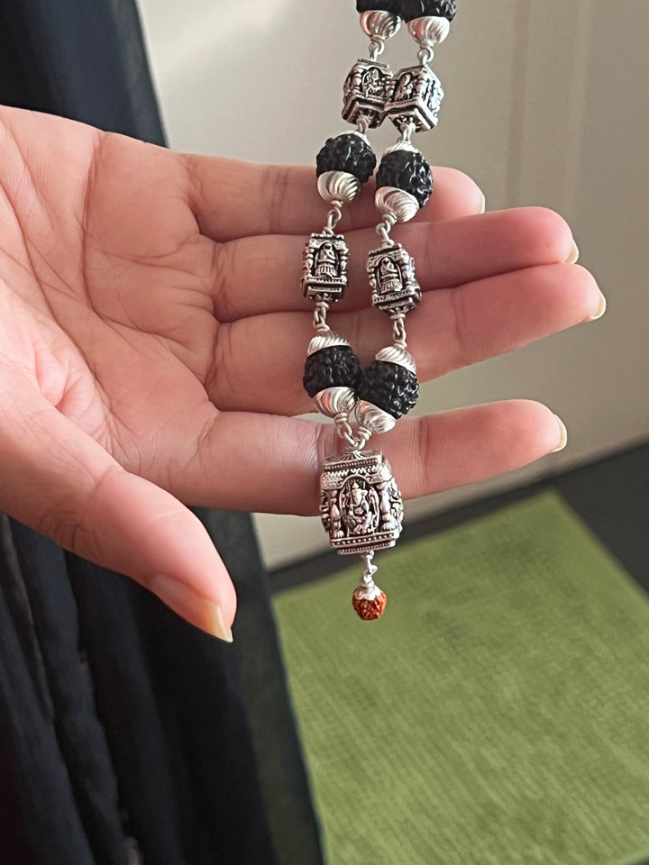 Handmade 925 Silver Necklace with Real Rudraksh | Spiritual Necklace by SHIVKA