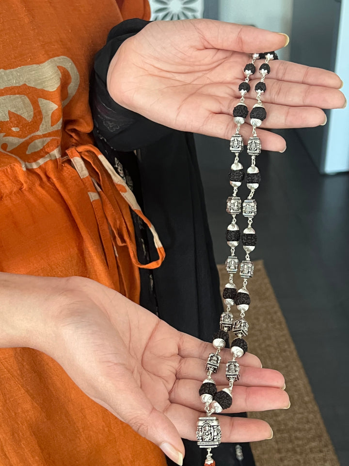 Handmade 925 Silver Necklace with Real Rudraksh | Spiritual Necklace by SHIVKA