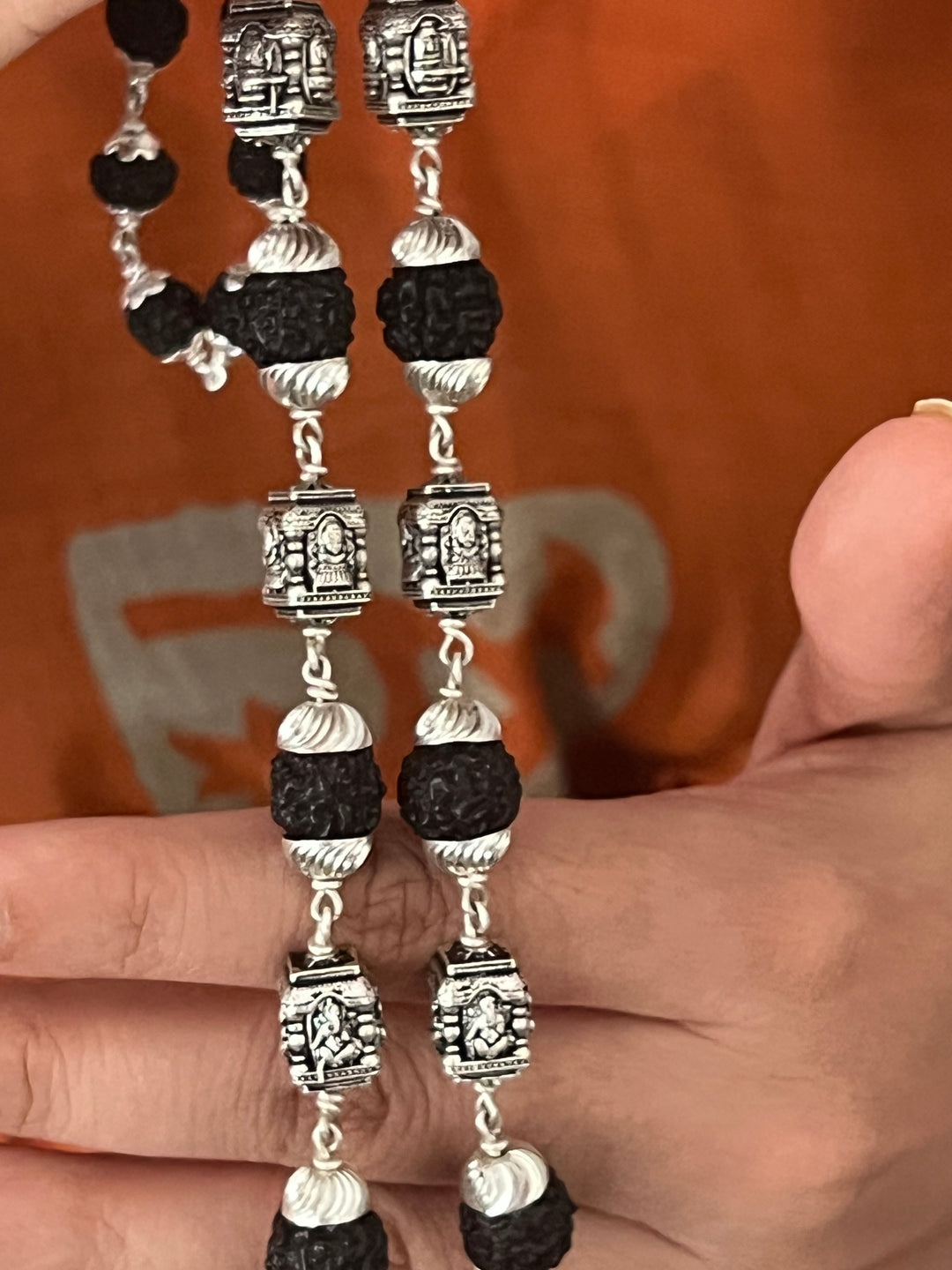 Handmade 925 Silver Necklace with Real Rudraksh | Spiritual Necklace by SHIVKA