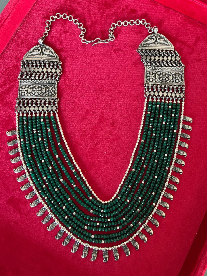 Paisley Sterling 925 Silver Jade Rani Haar/ Real Silver Necklace/ Pearl Necklace