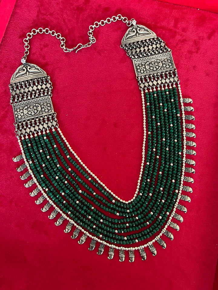 Paisley Sterling 925 Silver Jade Rani Haar/ Real Silver Necklace/ Pearl Necklace