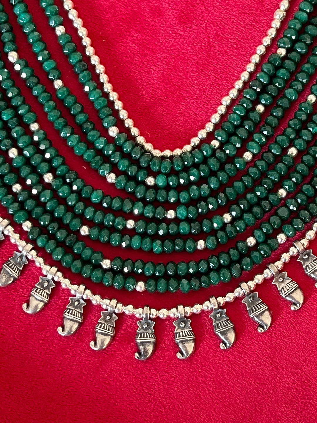 Paisley Sterling 925 Silver Jade Rani Haar/ Real Silver Necklace/ Pearl Necklace