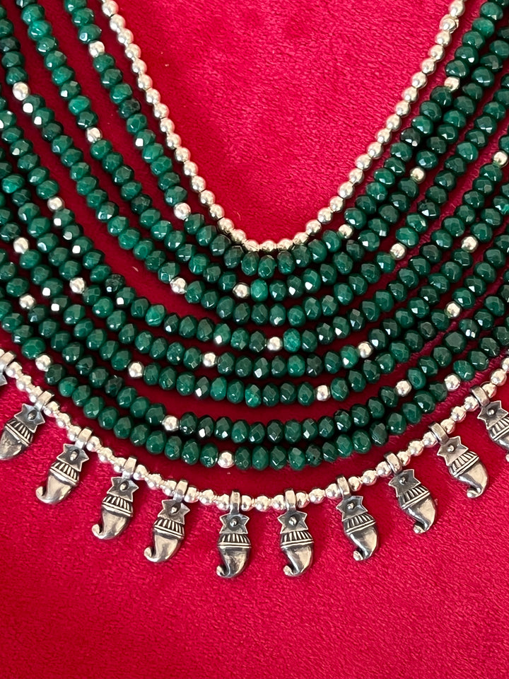 Paisley Sterling 925 Silver Jade Rani Haar/ Real Silver Necklace/ Pearl Necklace