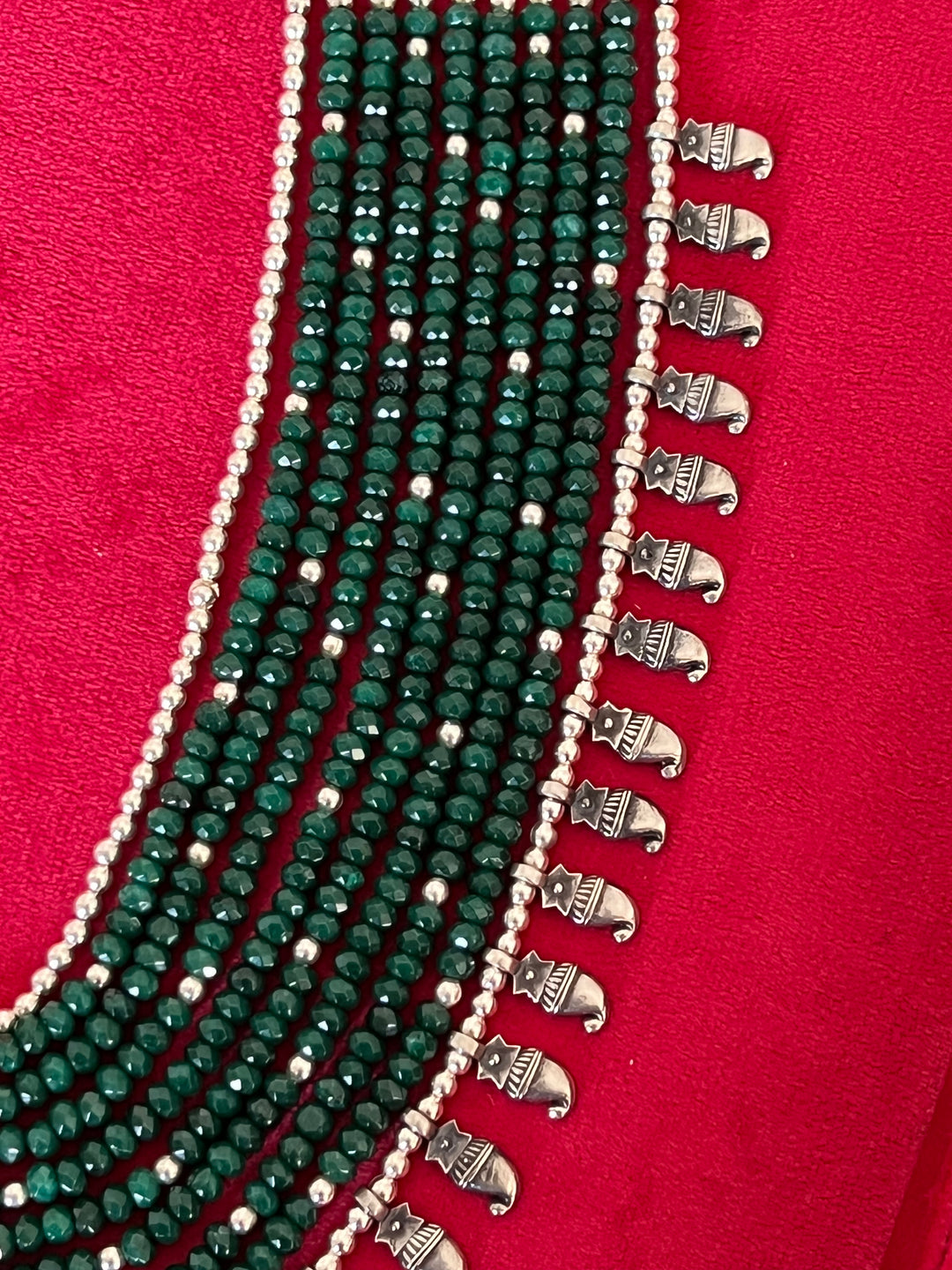 Paisley Sterling 925 Silver Jade Rani Haar/ Real Silver Necklace/ Pearl Necklace