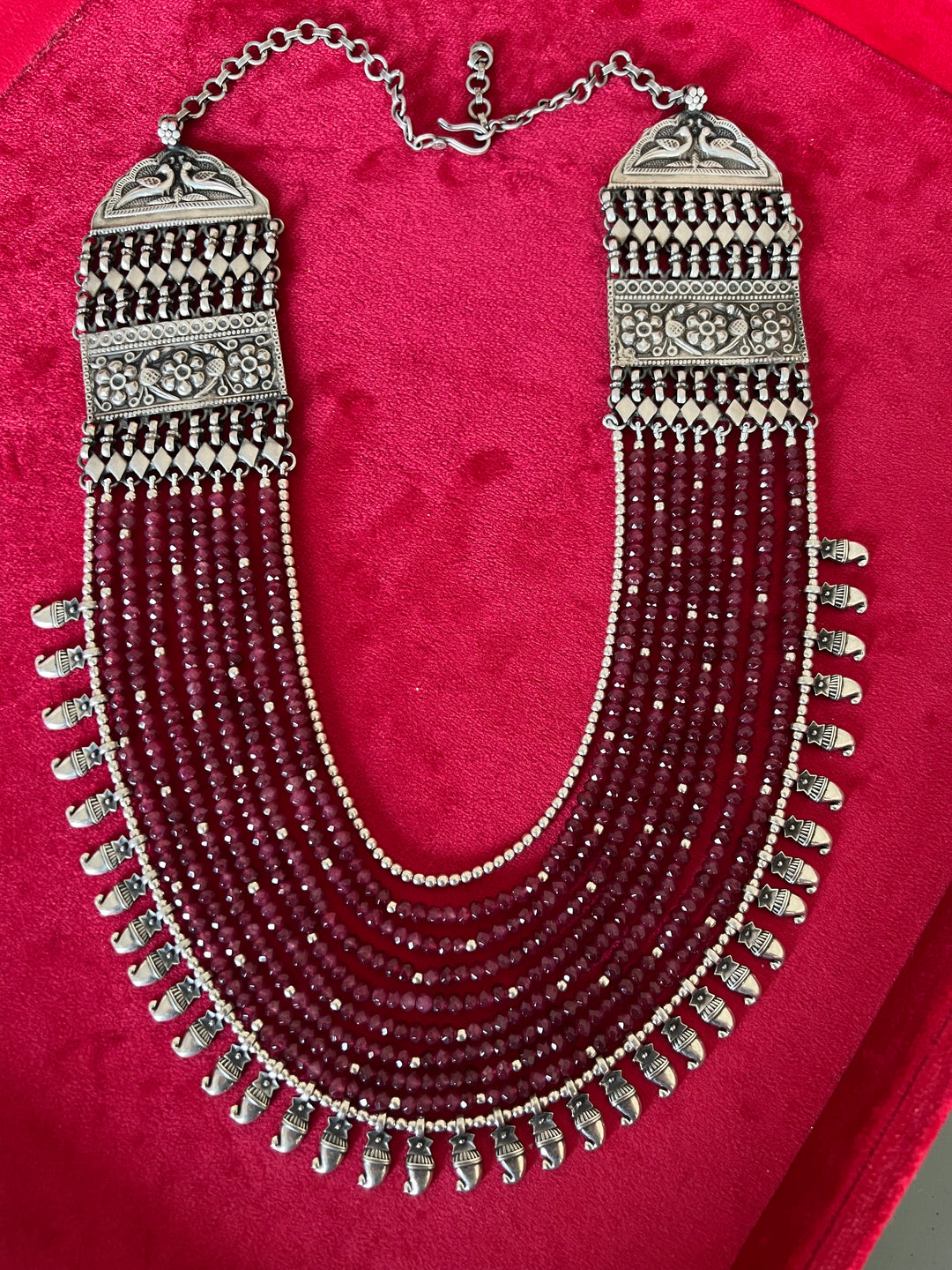 Paisley Sterling 925 Silver Jade Rani Haar/ Real Silver Necklace/ Pearl Necklace