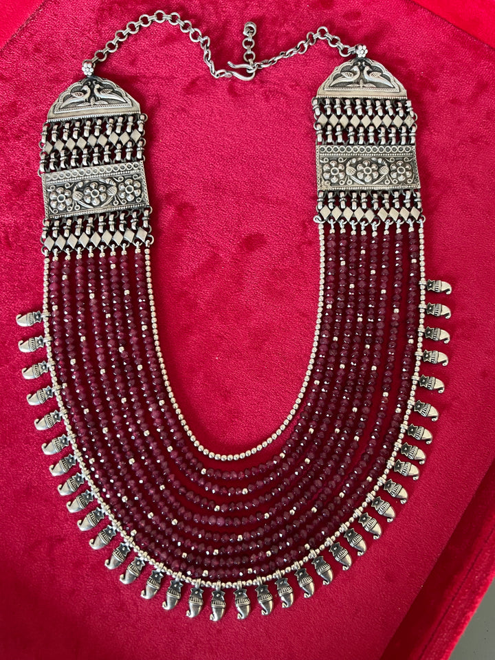 Paisley Sterling 925 Silver Jade Rani Haar/ Real Silver Necklace/ Pearl Necklace