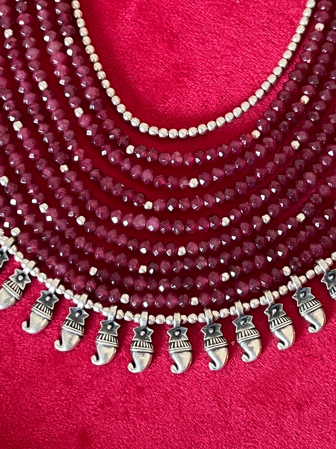 Paisley Sterling 925 Silver Jade Rani Haar/ Real Silver Necklace/ Pearl Necklace