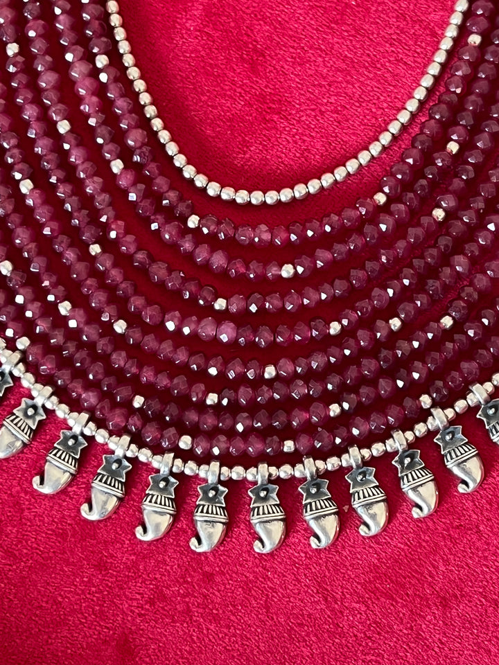 Paisley Sterling 925 Silver Jade Rani Haar/ Real Silver Necklace/ Pearl Necklace