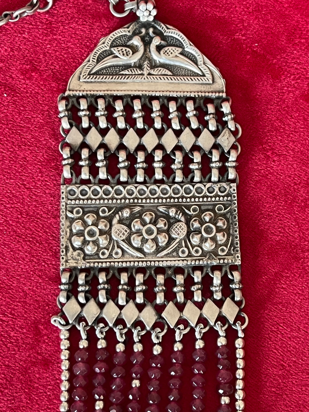 Paisley Sterling 925 Silver Jade Rani Haar/ Real Silver Necklace/ Pearl Necklace