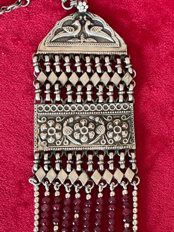 Paisley Sterling 925 Silver Jade Rani Haar/ Real Silver Necklace/ Pearl Necklace