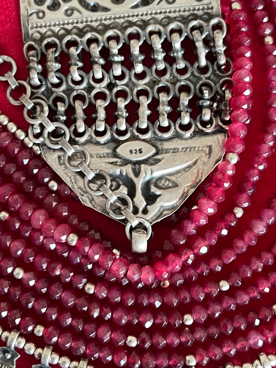 Paisley Sterling 925 Silver Jade Rani Haar/ Real Silver Necklace/ Pearl Necklace