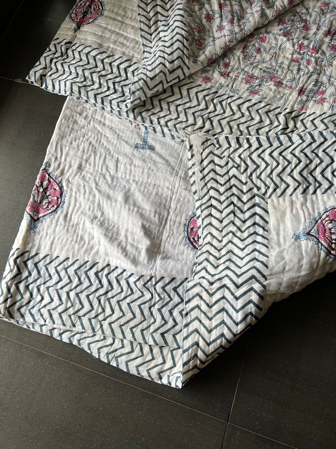 Double Bed Jaipur Quilt/ Queen Bed Jaipur Quilt/ Pure Cotton Quilt/ Hand Block Printed Quilt