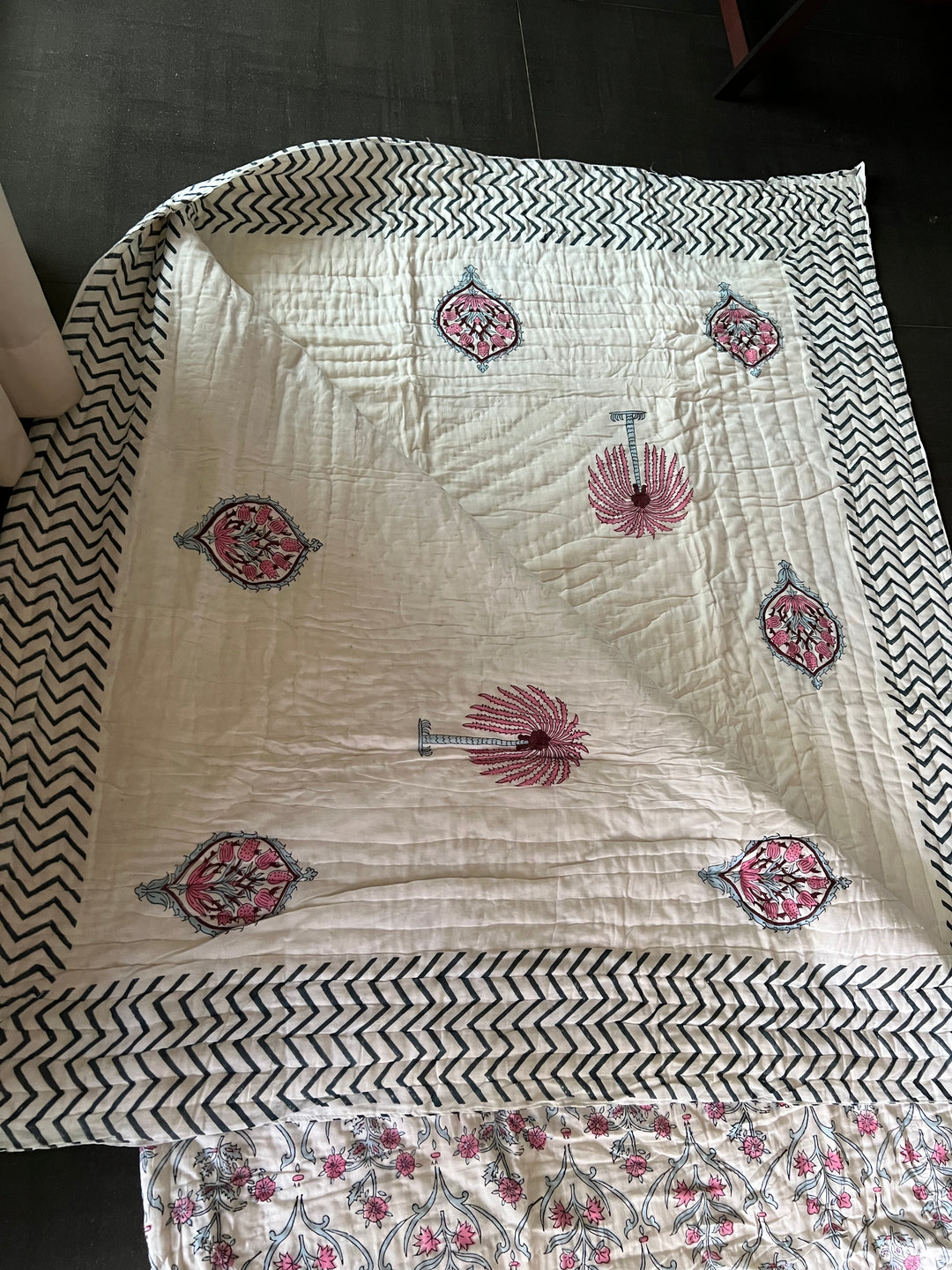 Double Bed Jaipur Quilt/ Queen Bed Jaipur Quilt/ Pure Cotton Quilt/ Hand Block Printed Quilt