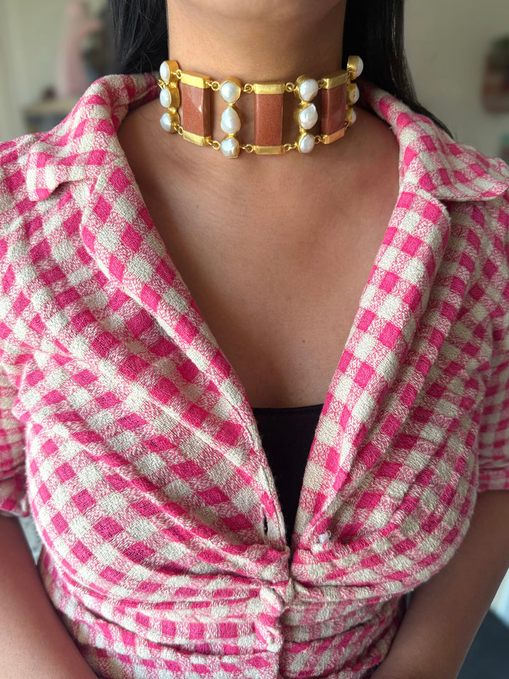 Statement Choker – Gold Brass, Adjustable Necklace