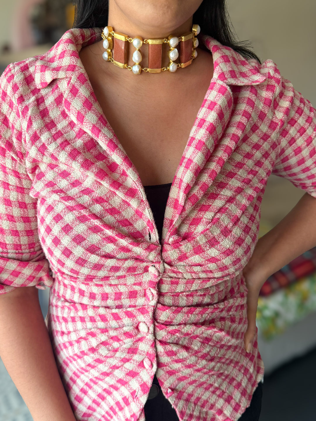 Statement Choker – Gold Brass, Adjustable Necklace