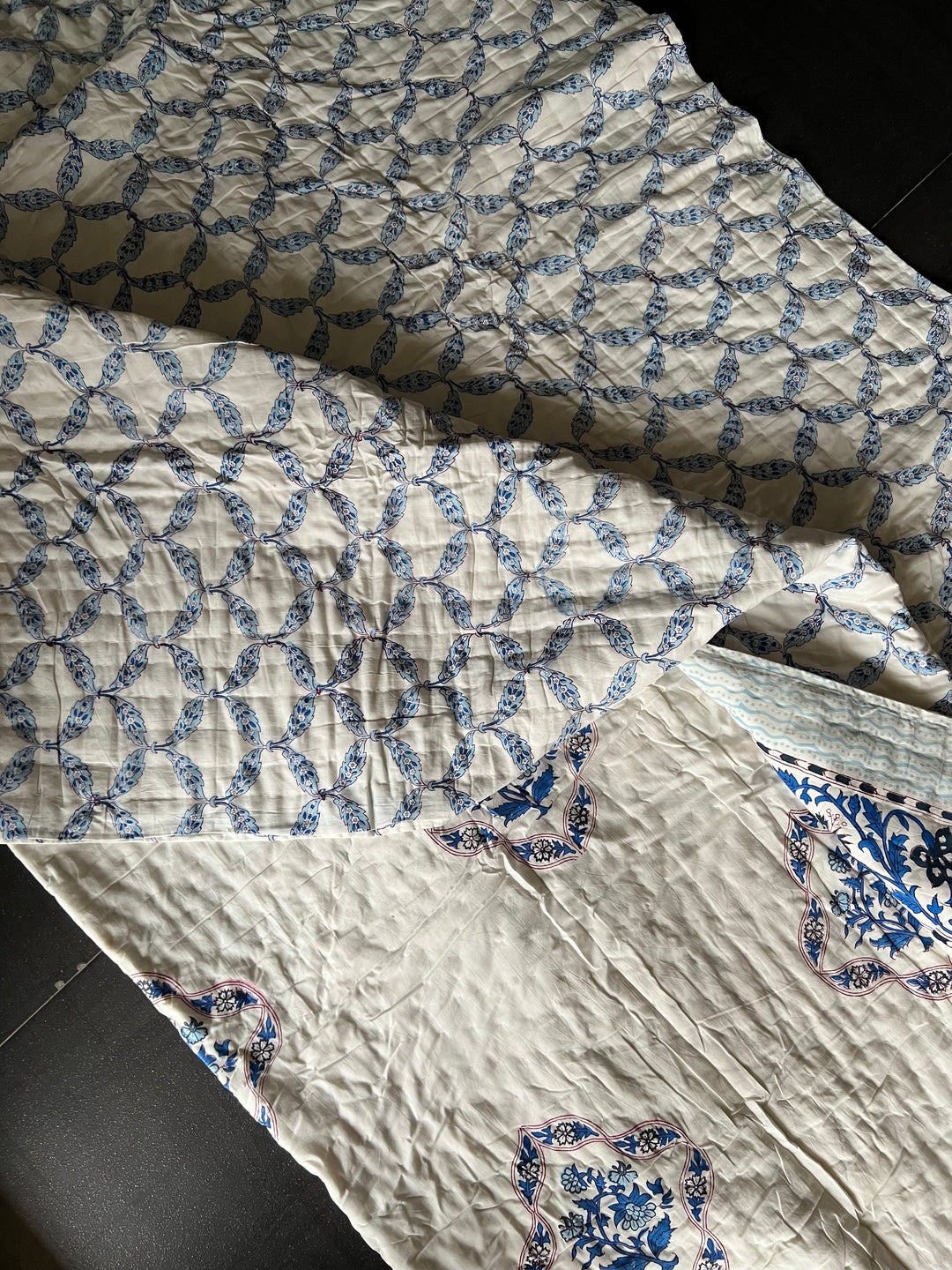 Double Bed Jaipur Quilt/ Queen Bed Jaipur Quilt/ Pure Cotton Quilt/ Hand Block Printed Quilt