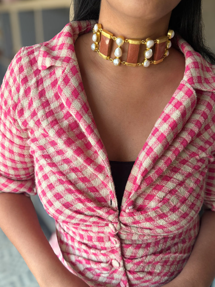 Statement Choker – Gold Brass, Adjustable Necklace