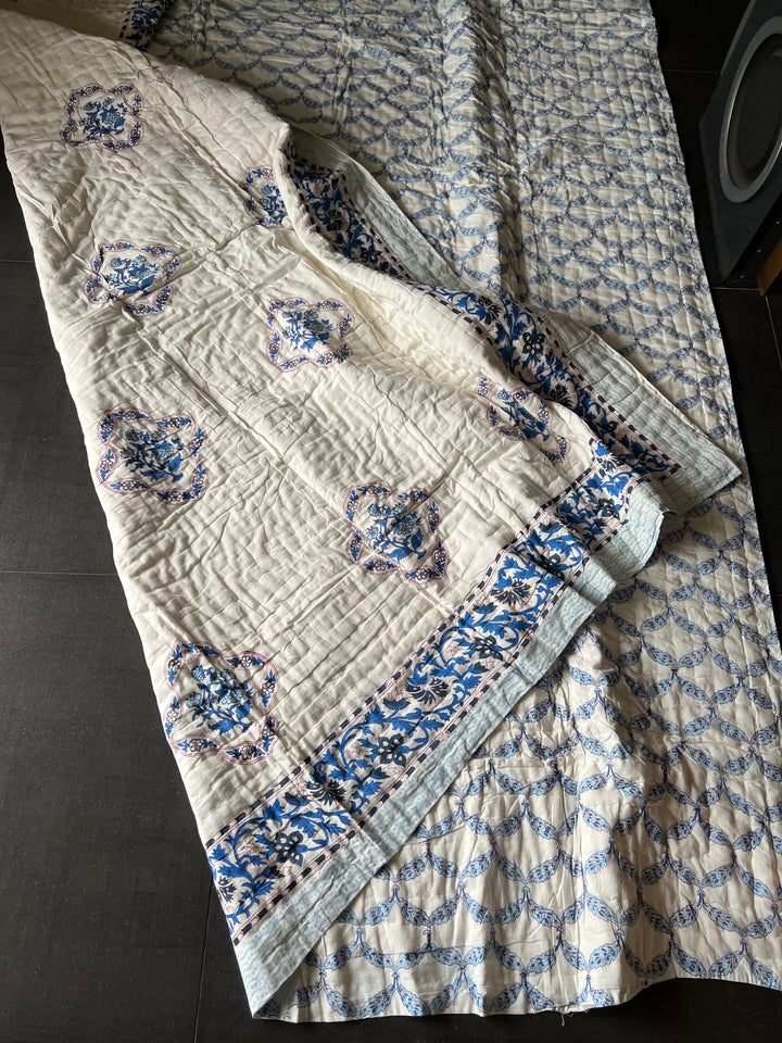 Double Bed Jaipur Quilt/ Queen Bed Jaipur Quilt/ Pure Cotton Quilt/ Hand Block Printed Quilt
