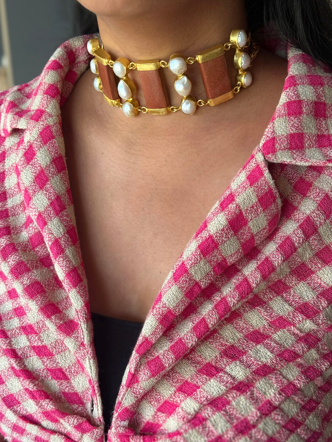 Statement Choker – Gold Brass, Adjustable Necklace