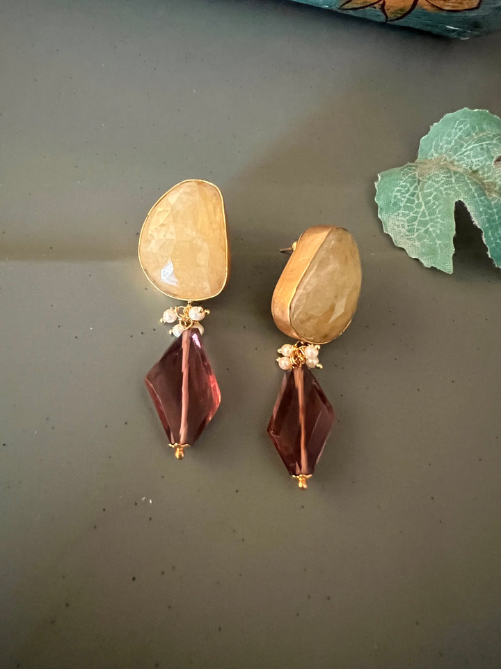 Fluorite Drop Natural Sapphire Studs - Premium Quality, Exquisite Craftsmanship