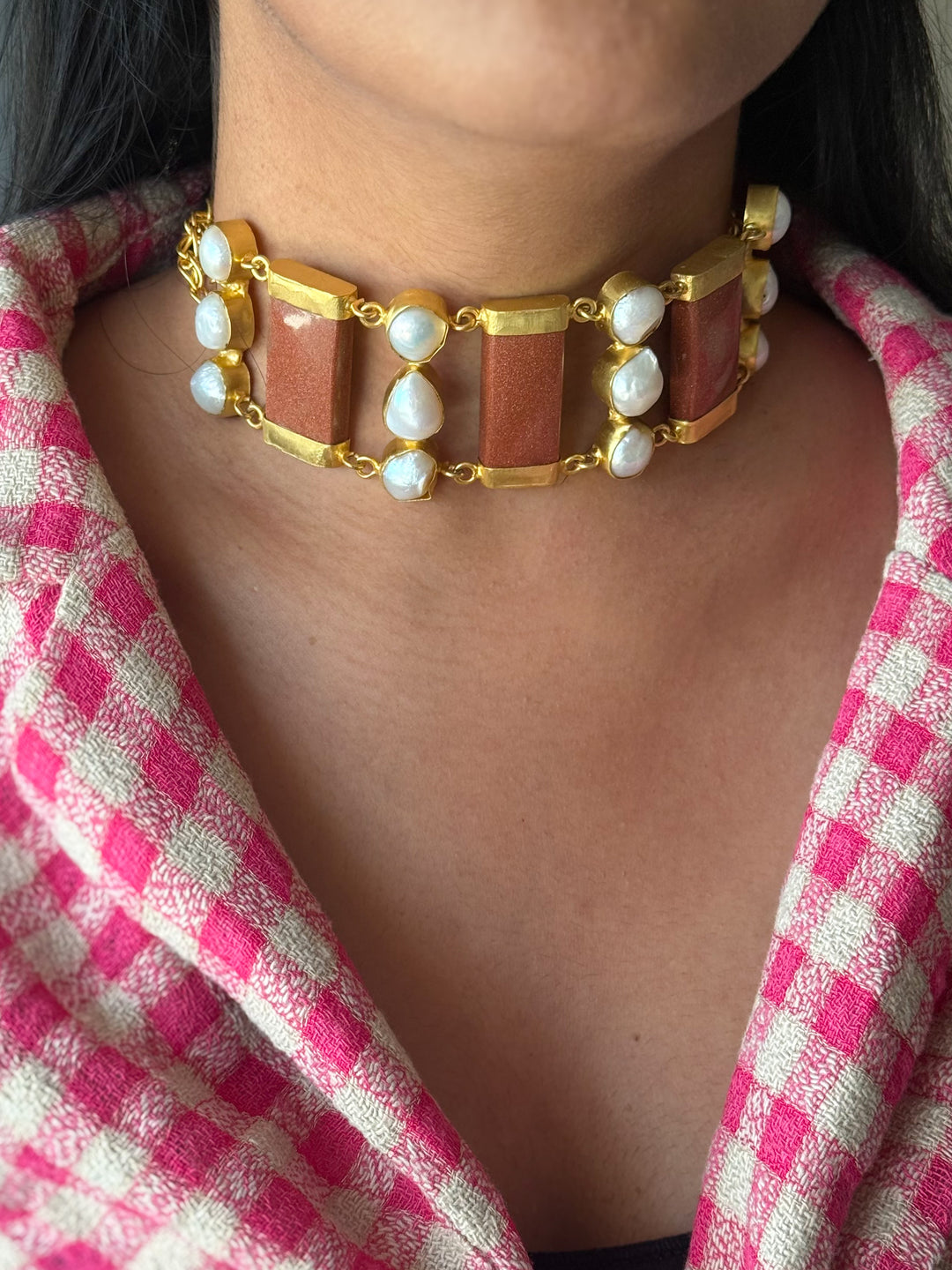 Statement Choker – Gold Brass, Adjustable Necklace