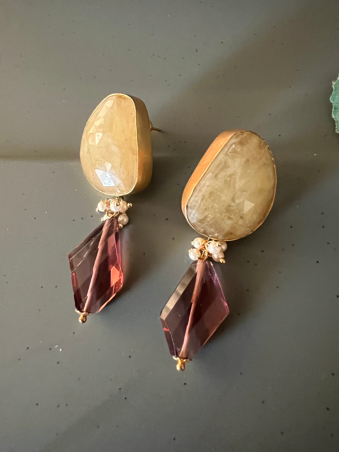 Fluorite Drop Natural Sapphire Studs - Premium Quality, Exquisite Craftsmanship