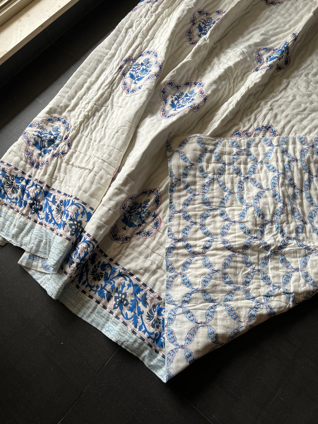 Double Bed Jaipur Quilt/ Queen Bed Jaipur Quilt/ Pure Cotton Quilt/ Hand Block Printed Quilt