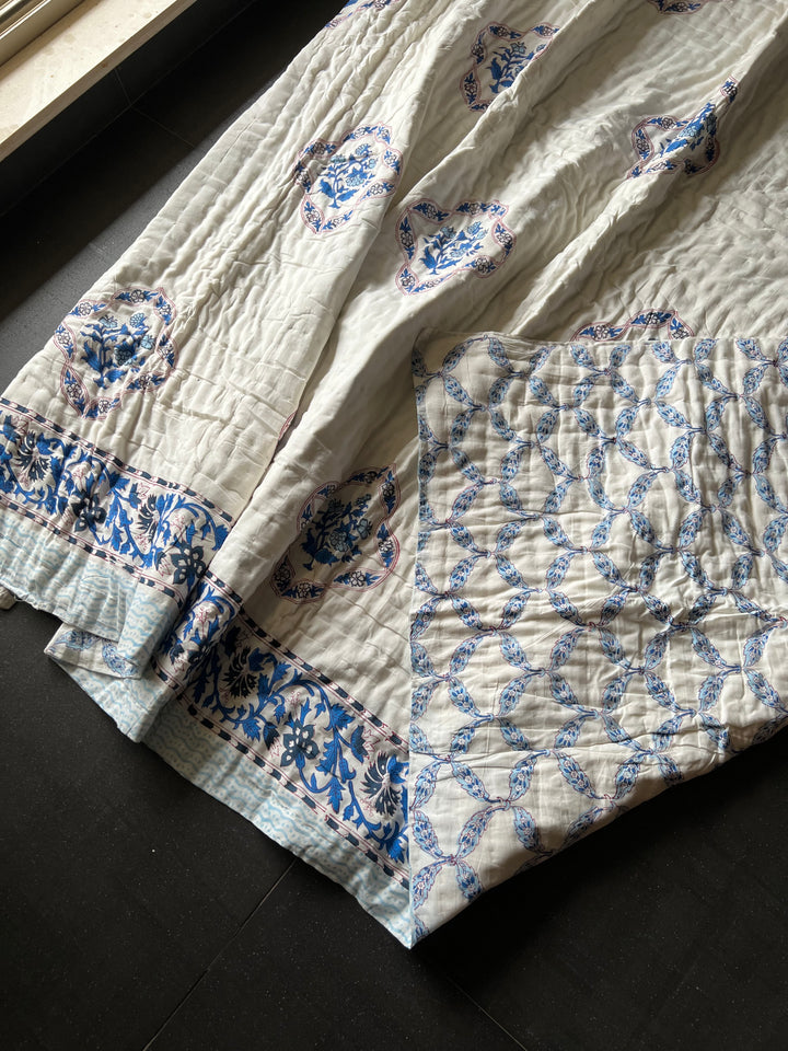 Double Bed Jaipur Quilt/ Queen Bed Jaipur Quilt/ Pure Cotton Quilt/ Hand Block Printed Quilt