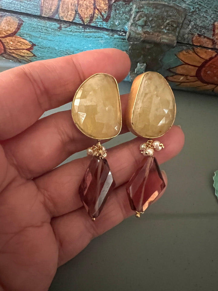 Fluorite Drop Natural Sapphire Studs - Premium Quality, Exquisite Craftsmanship