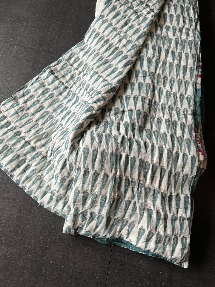 Double Bed Jaipur Quilt/ Queen Bed Jaipur Quilt/ Pure Cotton Quilt/ Hand Block Printed Quilt