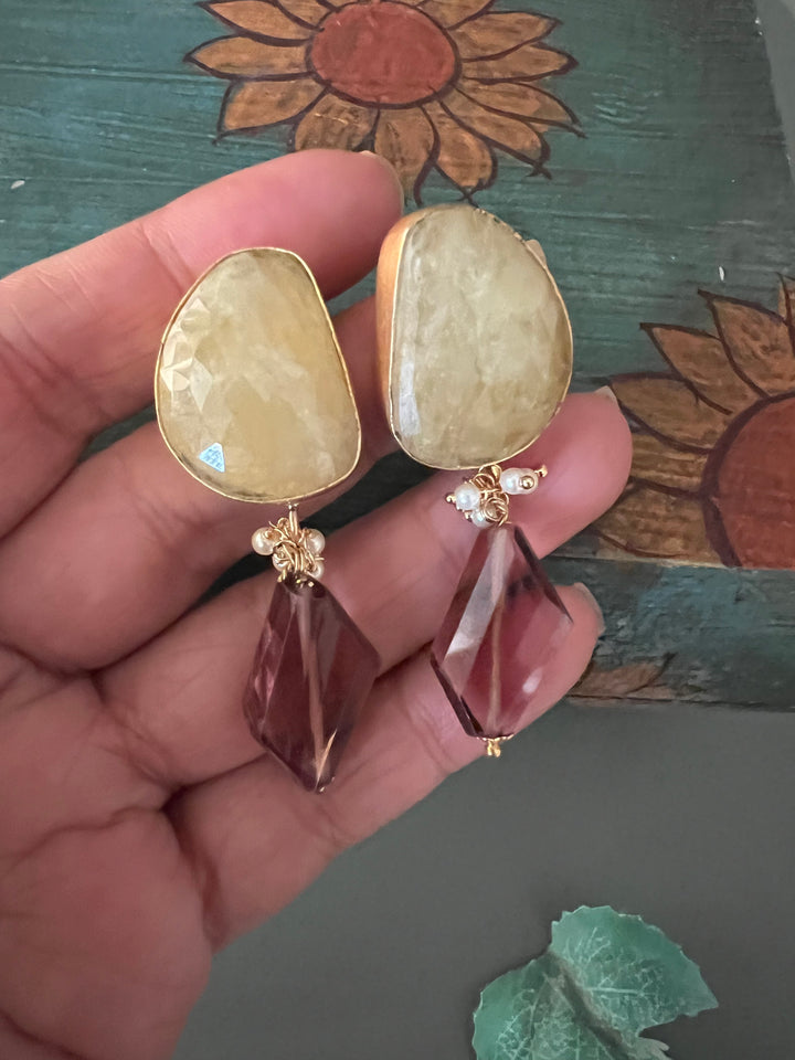 Fluorite Drop Natural Sapphire Studs - Premium Quality, Exquisite Craftsmanship