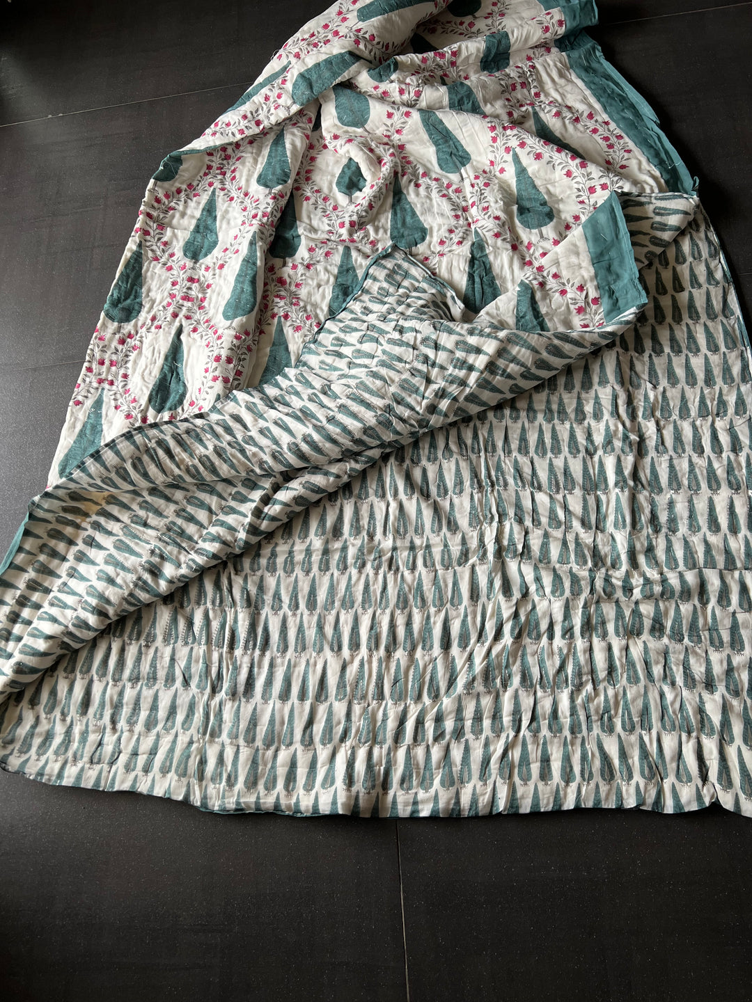 Double Bed Jaipur Quilt/ Queen Bed Jaipur Quilt/ Pure Cotton Quilt/ Hand Block Printed Quilt