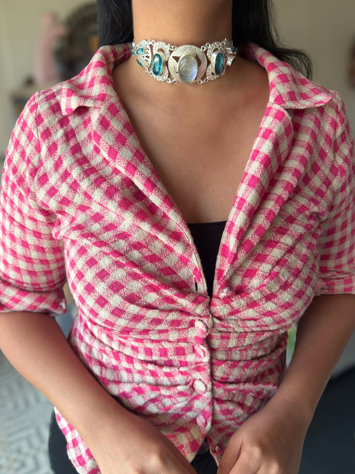 Statement Choker – Silver Brass, Adjustable Necklace