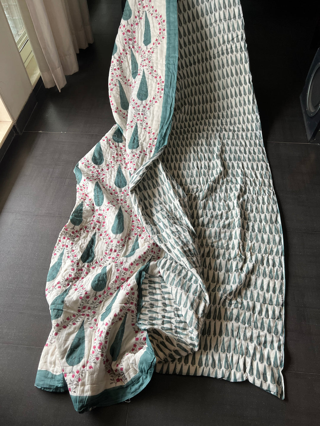 Double Bed Jaipur Quilt/ Queen Bed Jaipur Quilt/ Pure Cotton Quilt/ Hand Block Printed Quilt