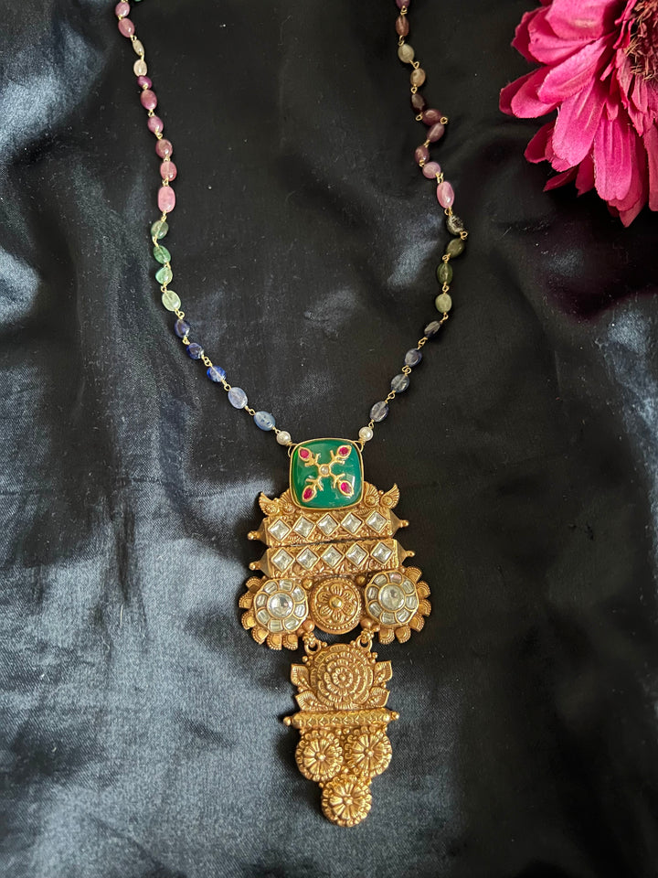 Elegant Fusion Necklace - One-of-a-Kind 925 Silver with Multicoloured Beads