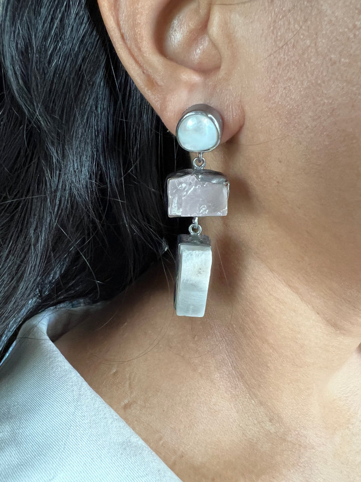 Elegant Natural Gemstone Quartz Earrings – SHIVKA