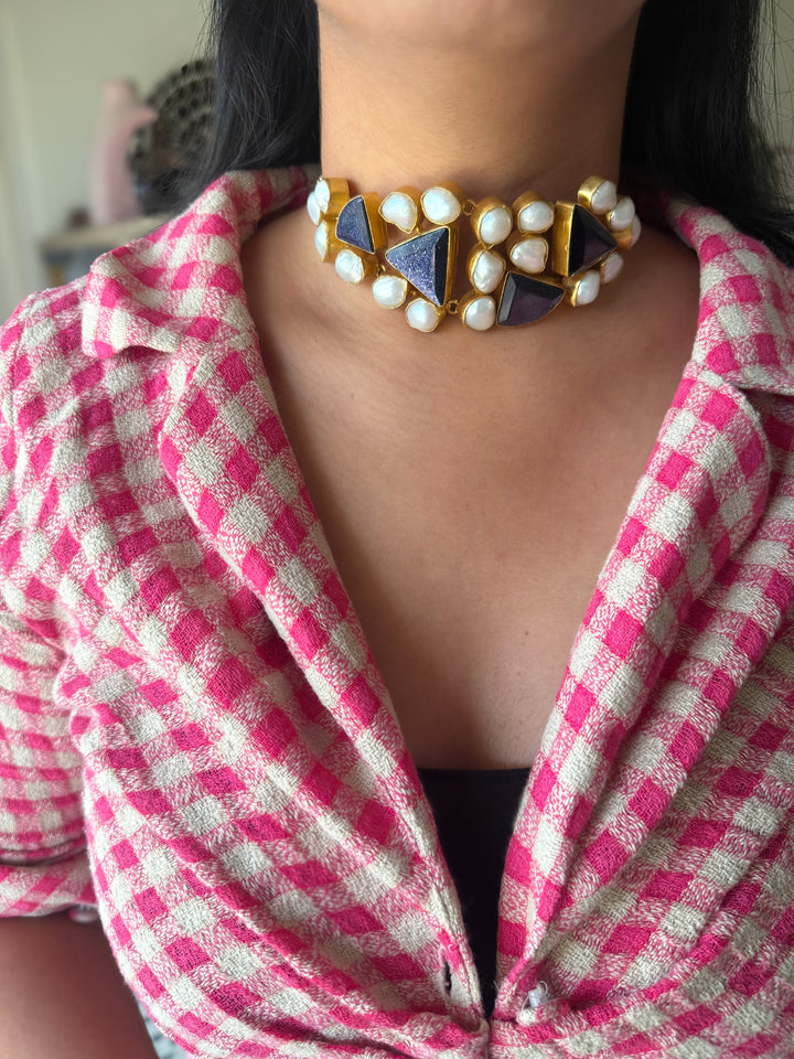 Statement Choker – Gold Brass, Adjustable Necklace