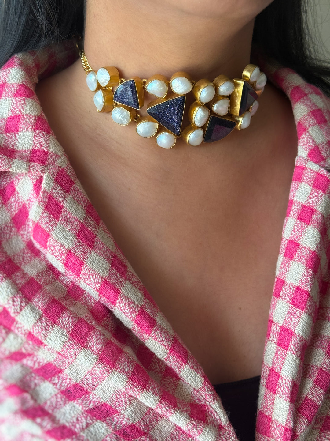 Statement Choker – Gold Brass, Adjustable Necklace