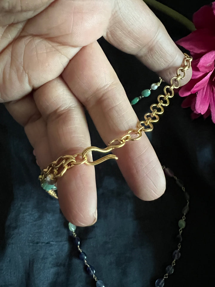 Elegant Fusion Necklace - One-of-a-Kind 925 Silver with Multicoloured Beads