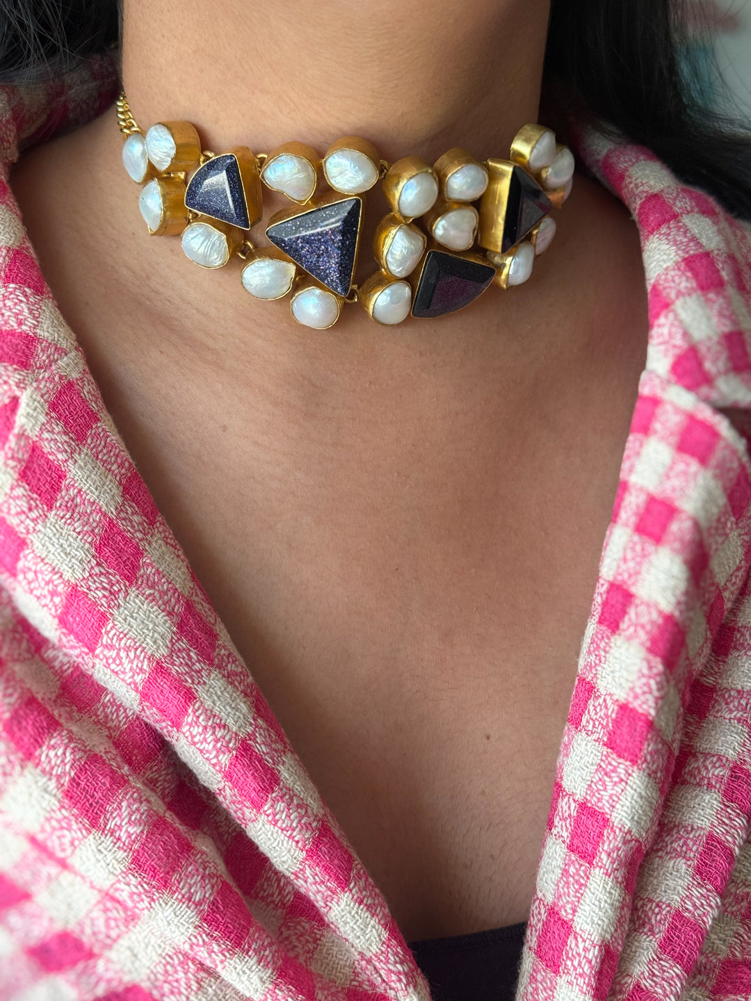 Statement Choker – Gold Brass, Adjustable Necklace