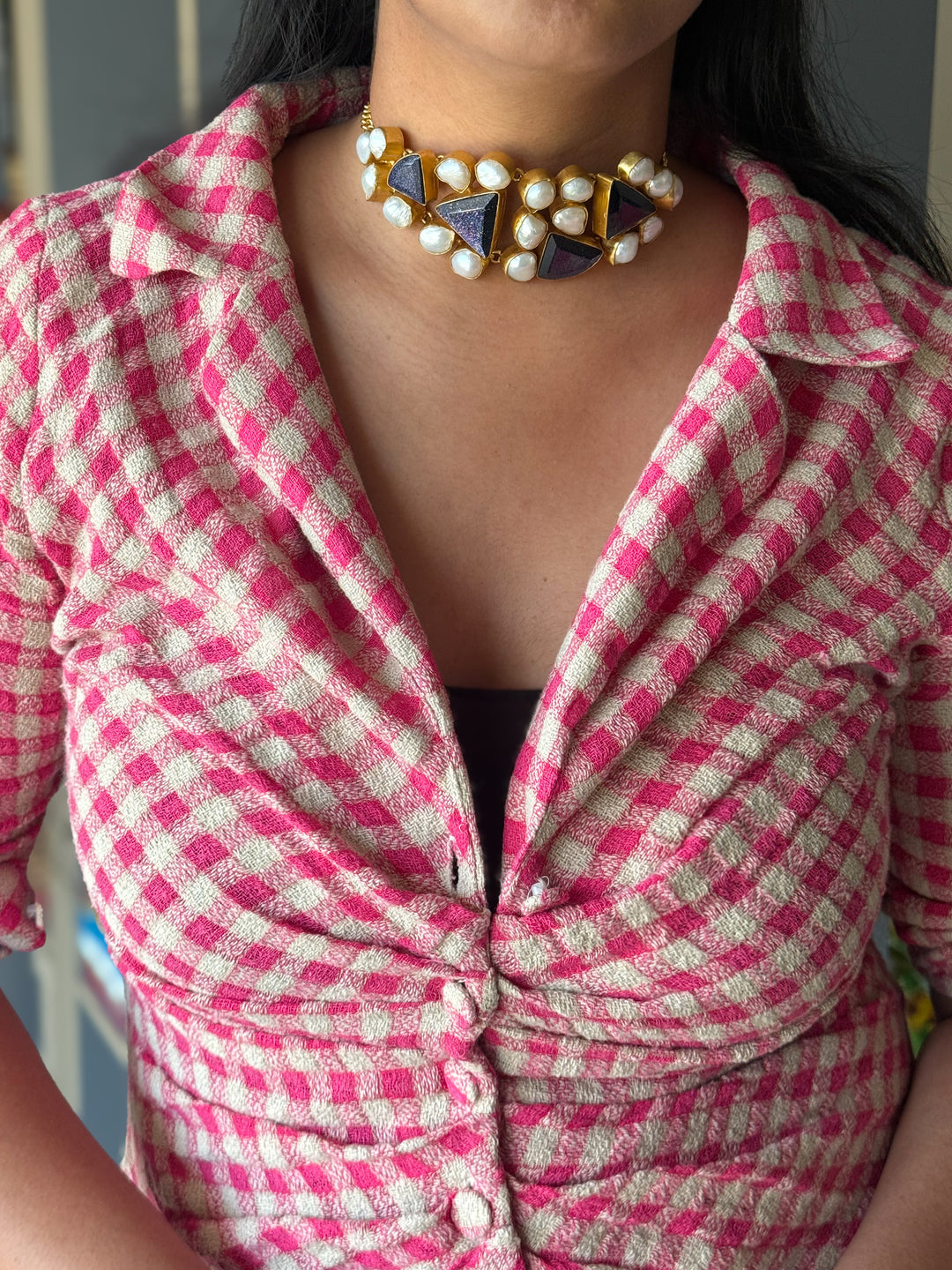 Statement Choker – Gold Brass, Adjustable Necklace