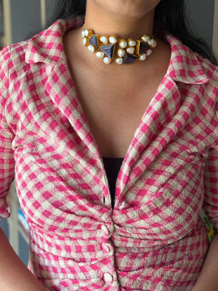 Statement Choker – Gold Brass, Adjustable Necklace