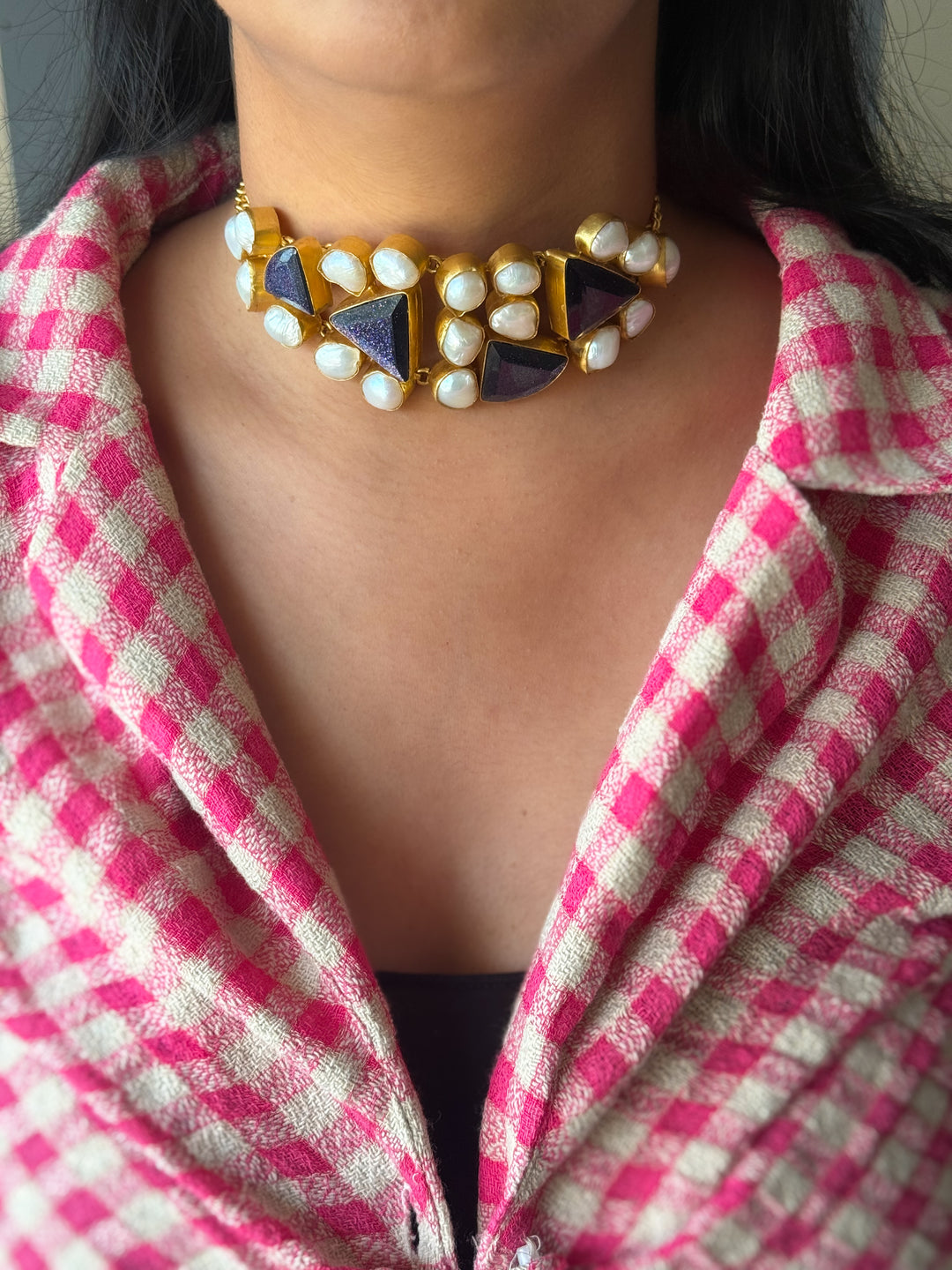 Statement Choker – Gold Brass, Adjustable Necklace