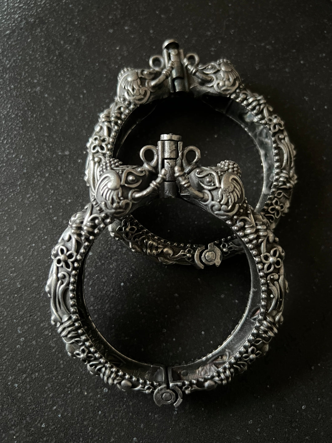 Elegant Brass Elephant Kada - Premium Quality Silver Replica