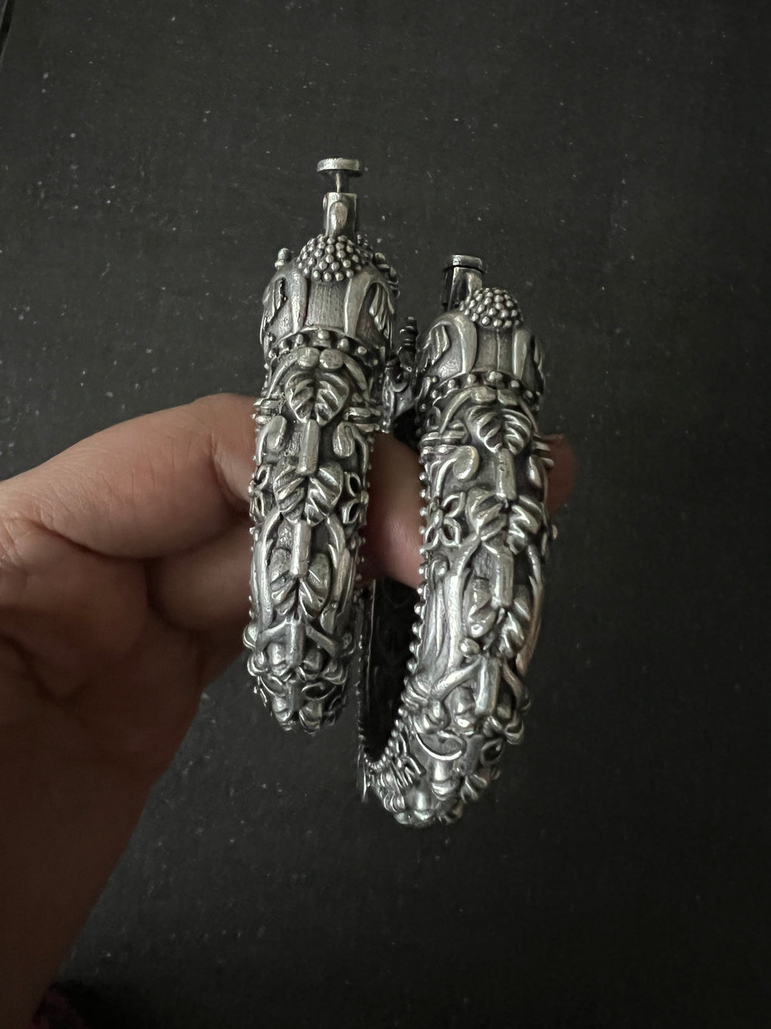 Elegant Brass Elephant Kada - Premium Quality Silver Replica