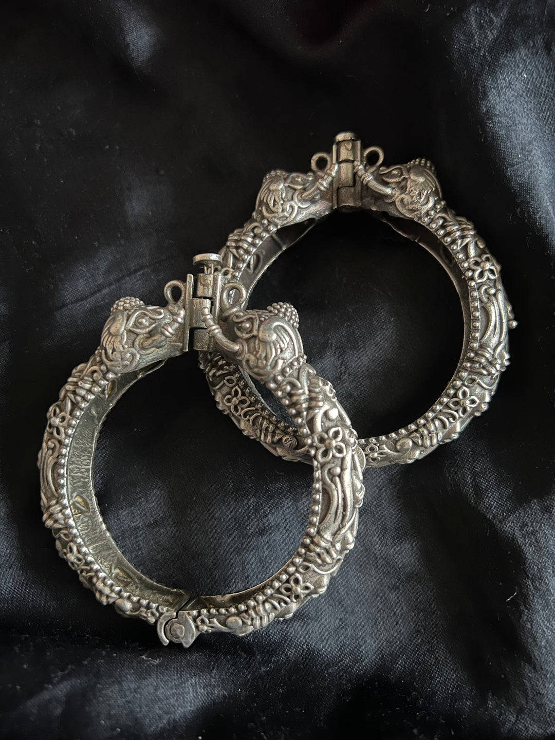 Elegant Brass Elephant Kada - Premium Quality Silver Replica