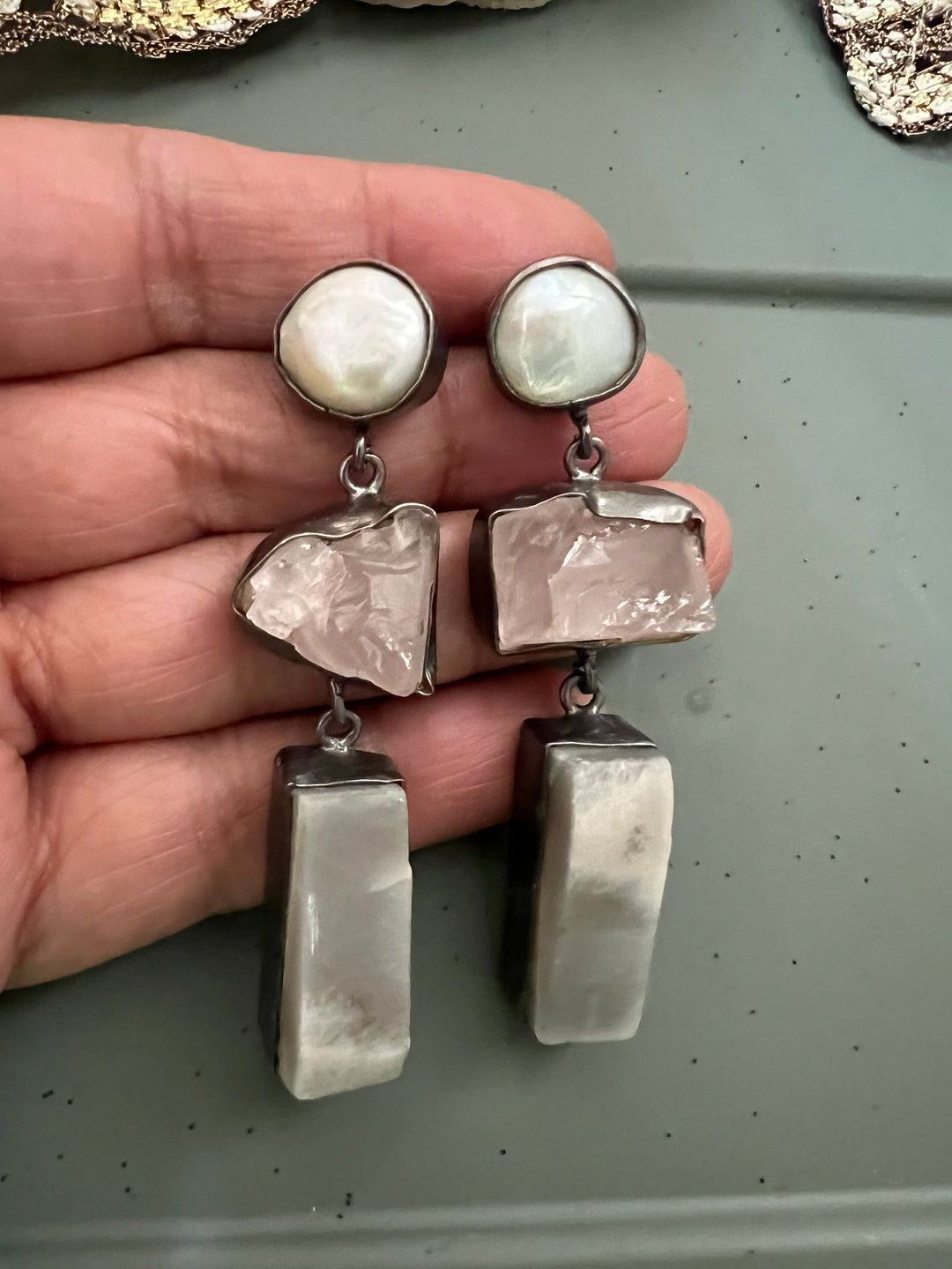 Elegant Natural Gemstone Quartz Earrings – SHIVKA