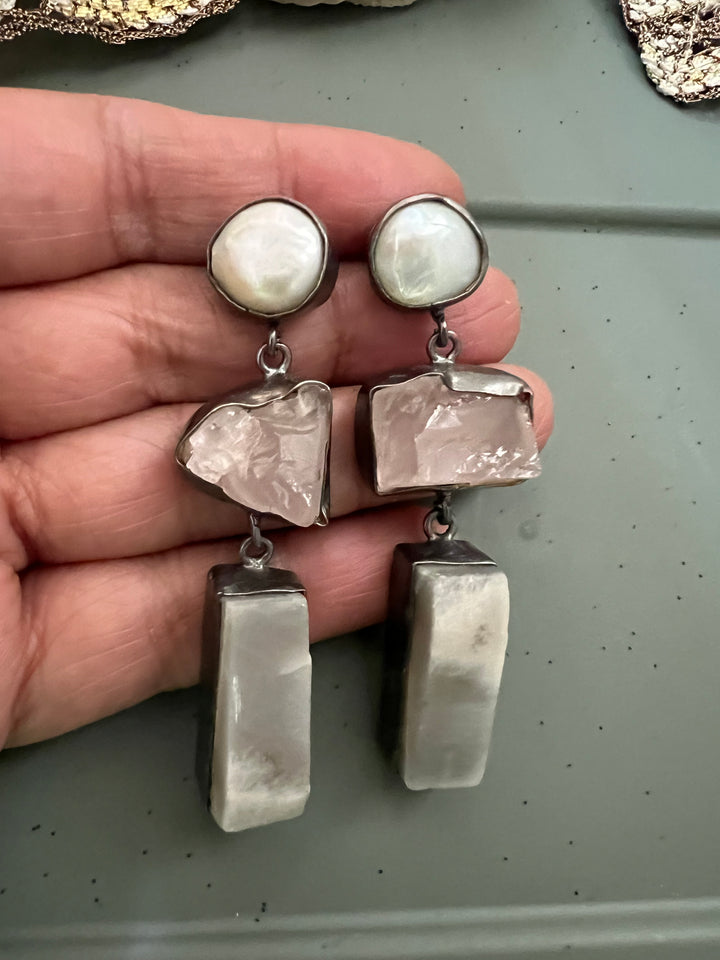 Elegant Natural Gemstone Quartz Earrings – SHIVKA