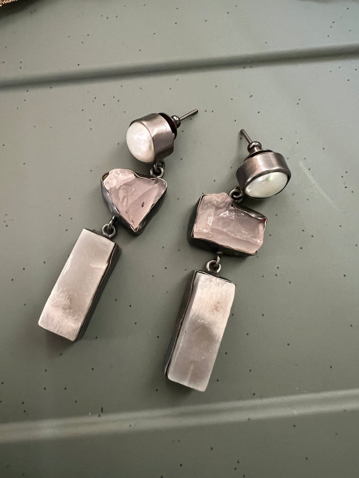 Elegant Natural Gemstone Quartz Earrings – SHIVKA